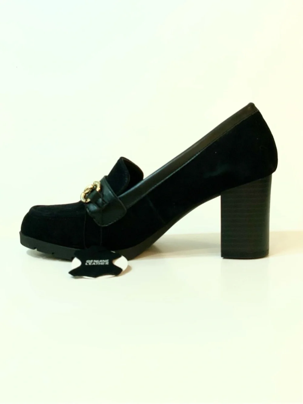 NWOT Gianni Bernini ‘Porshaal’ Black Suede Heeled Loafer - Picture 5 of 12